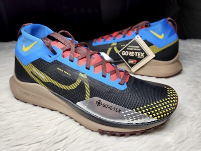 Nike React Pegasus Trail 4 GORE-TEX Black Blue Silver Brown Hiking Men sz 8.5