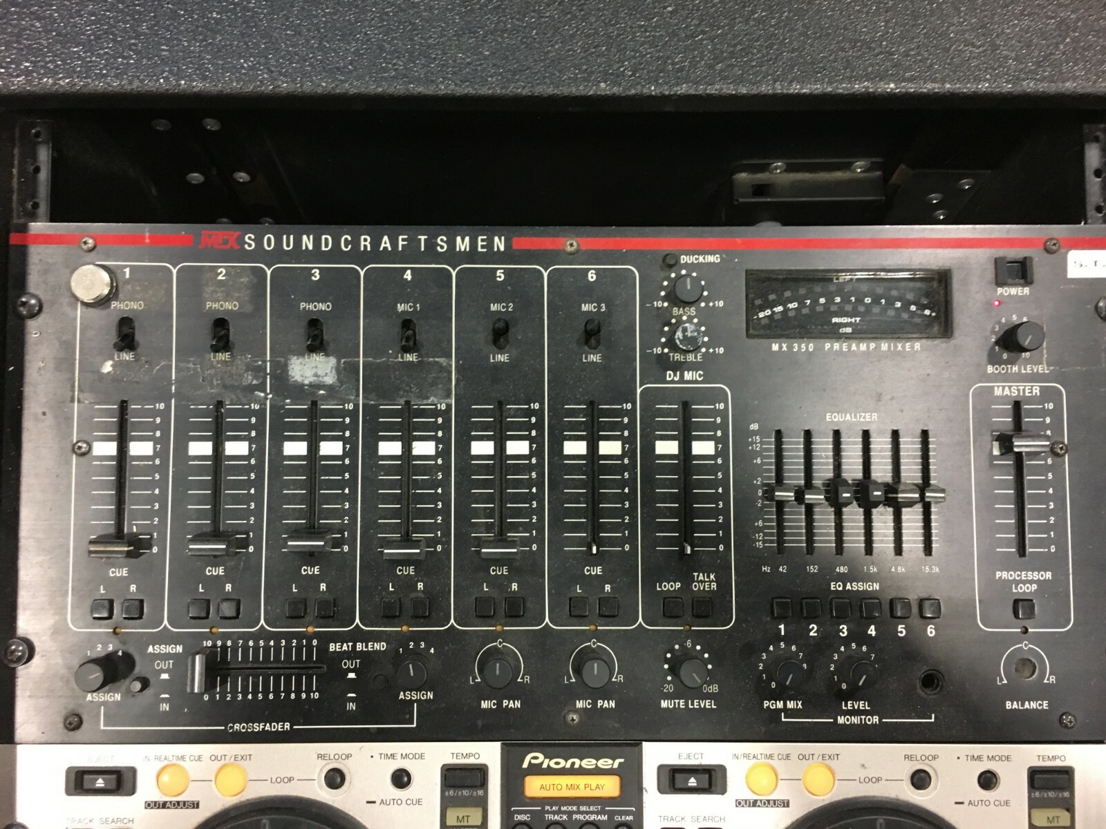 Pioneer CMX-5000 CDJ and MTX sound craftsmen mixer with rack and road case