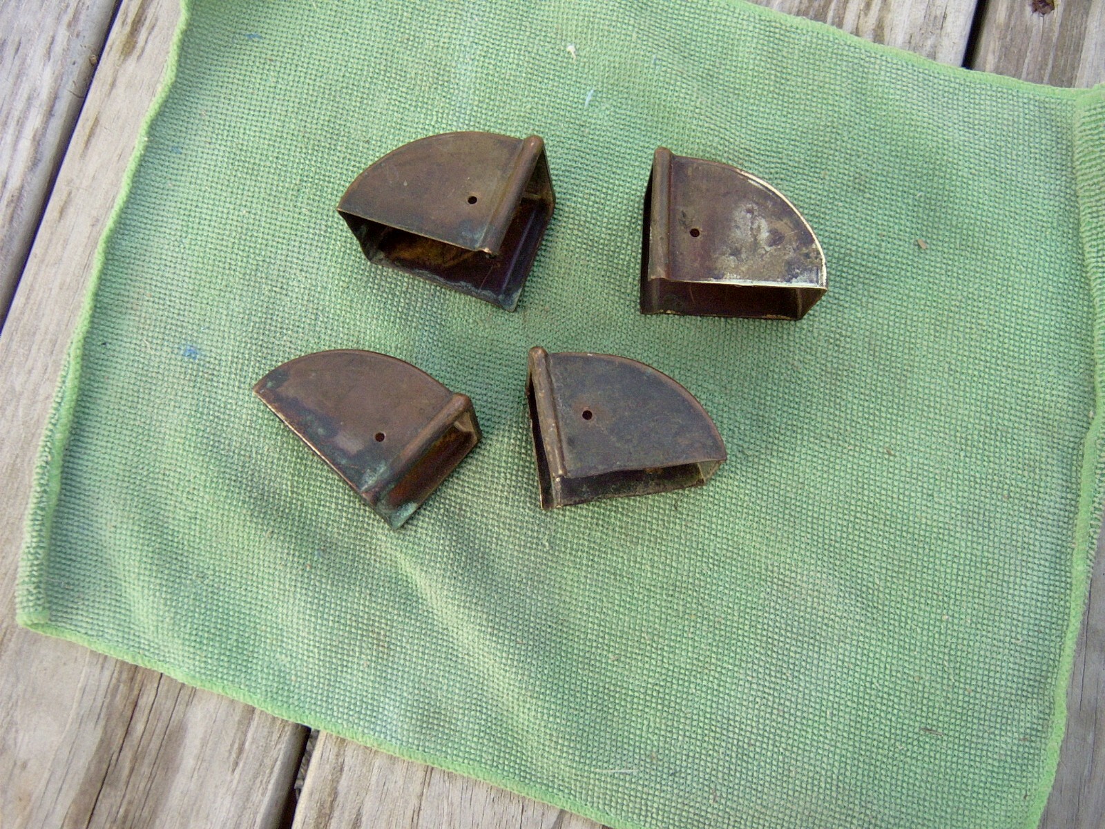 4 ANTIQUE SOLID BRASS TABLE LEG/FEET COVERS-2