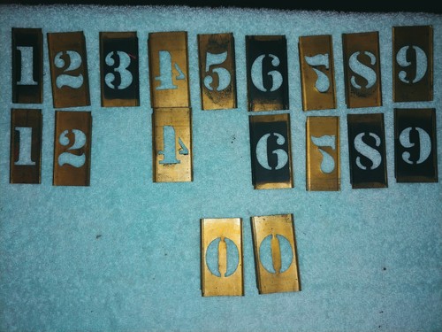 Vintage  Brass Stencil  Alphabet Letters, Numbers 62 total