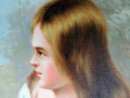 Pretty Girl Feeding Birds Classic Style 20X24 Oil Painting STRETCHED CANVAS