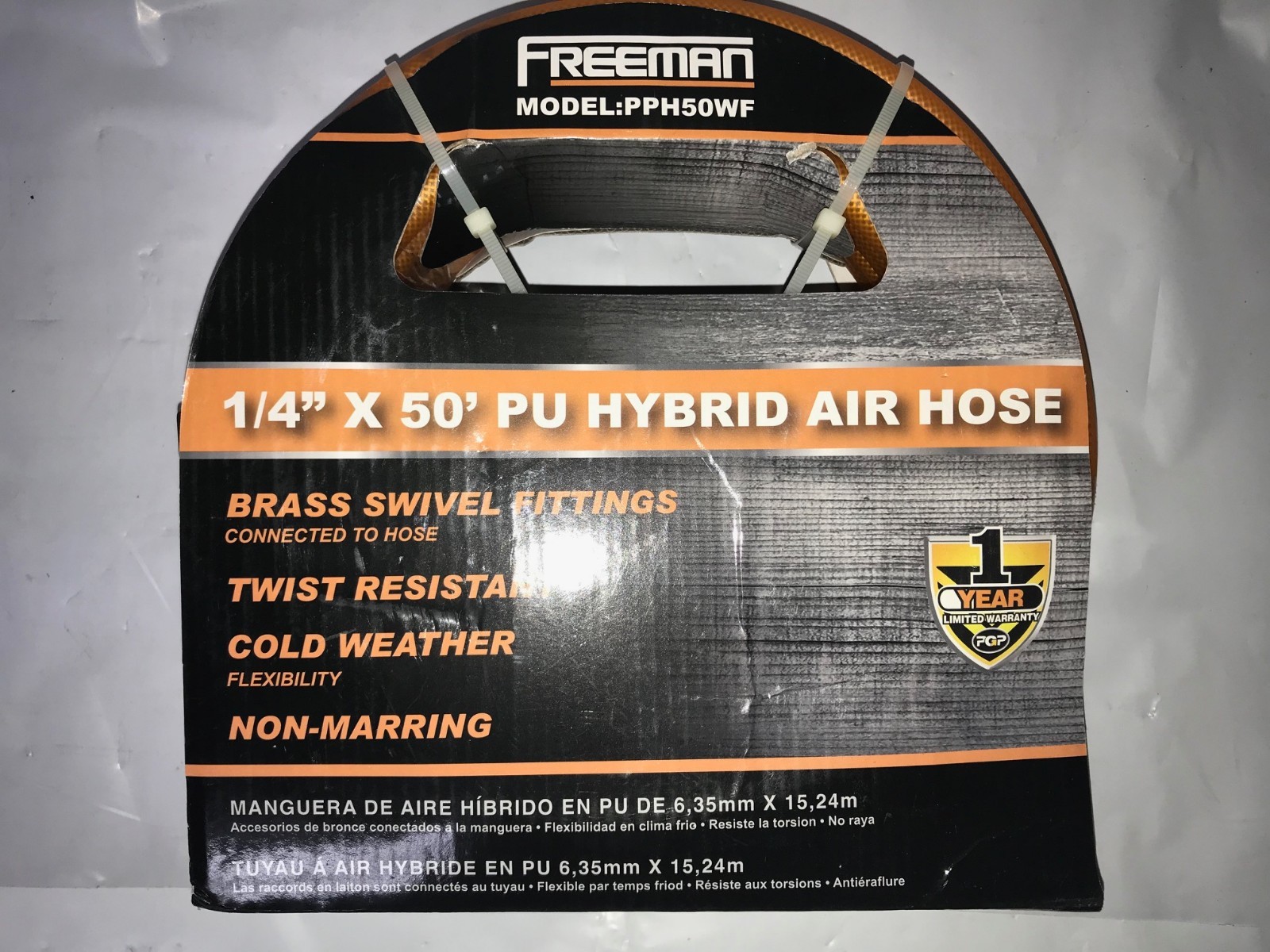 Freeman 1/4 inch 50 feet Hybrid Air Compressor Pneumatic Hose NPT Fittings