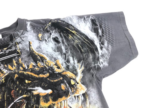 NHRA Racing FIRE BREATHING DRAGGIN' Shirt Large All Over Print Dragon