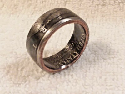 1998 Kennedy Half Dollars  size 10  coin ring  Handmade mixed metals  #2