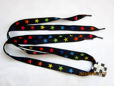 38'' Premium Thick Balck Multi Clr Stars Rockabilly Punk Shoe lace Shoelaces-New!