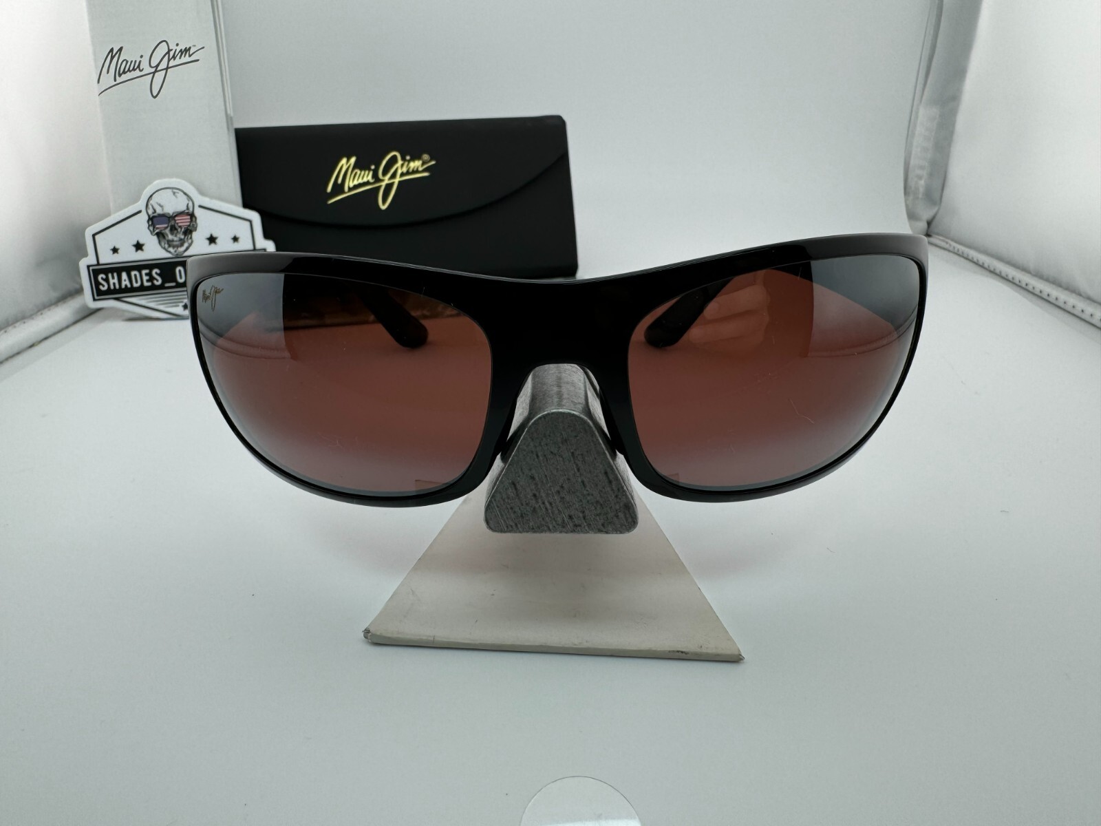 Pre-owned Maui Jim Haleakala Mj 419-02 Gloss Black Maui Rose Red Polarized Sunglasses In Pink