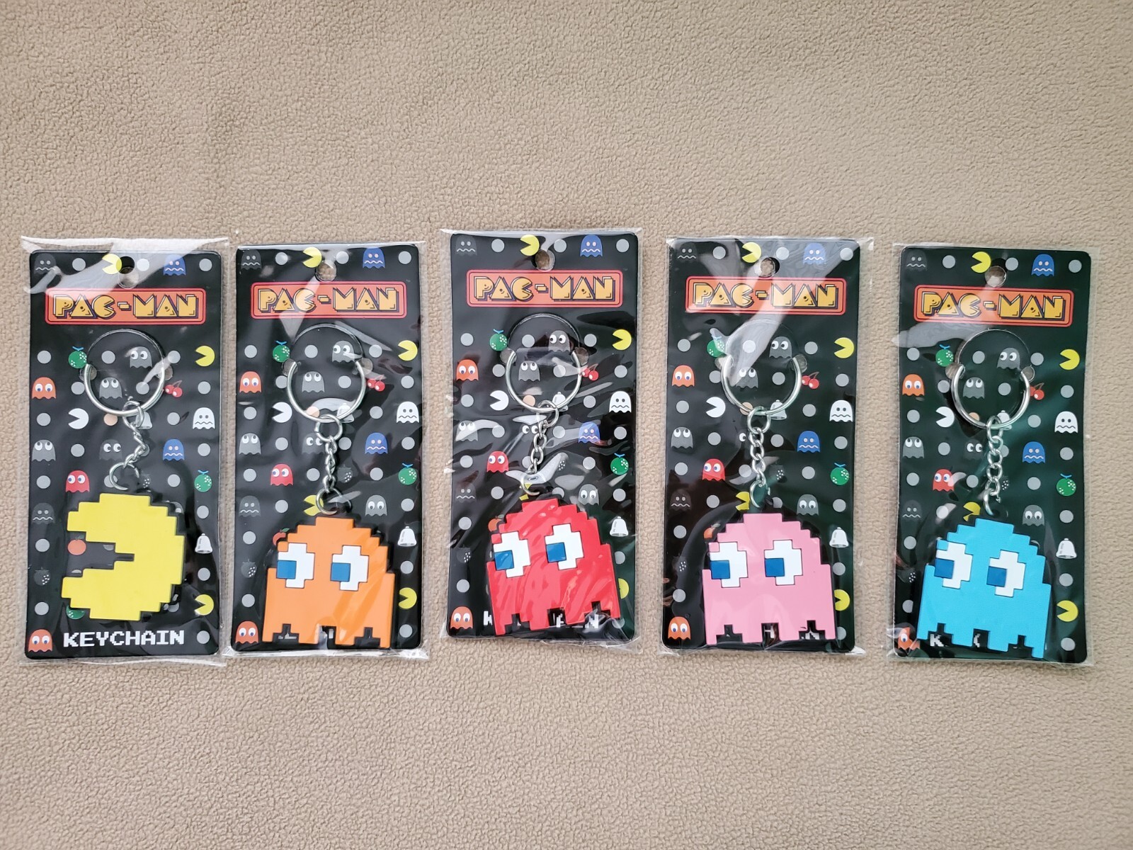 Set of 5 Pac-Man Rubber Ghost Keychains: Inky, Blinky, Pinky Set of 5 Pac-Man Rubber Ghost Keychains: Inky, Blinky, Pinky