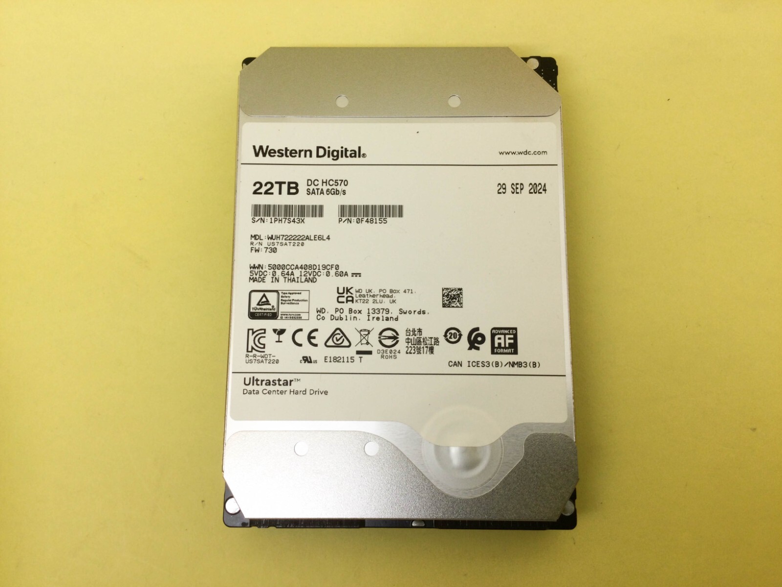 WD Ultrastar DC HC570 22TB 7.2K SATA 6Gb/s 512e 3.5in HDD
