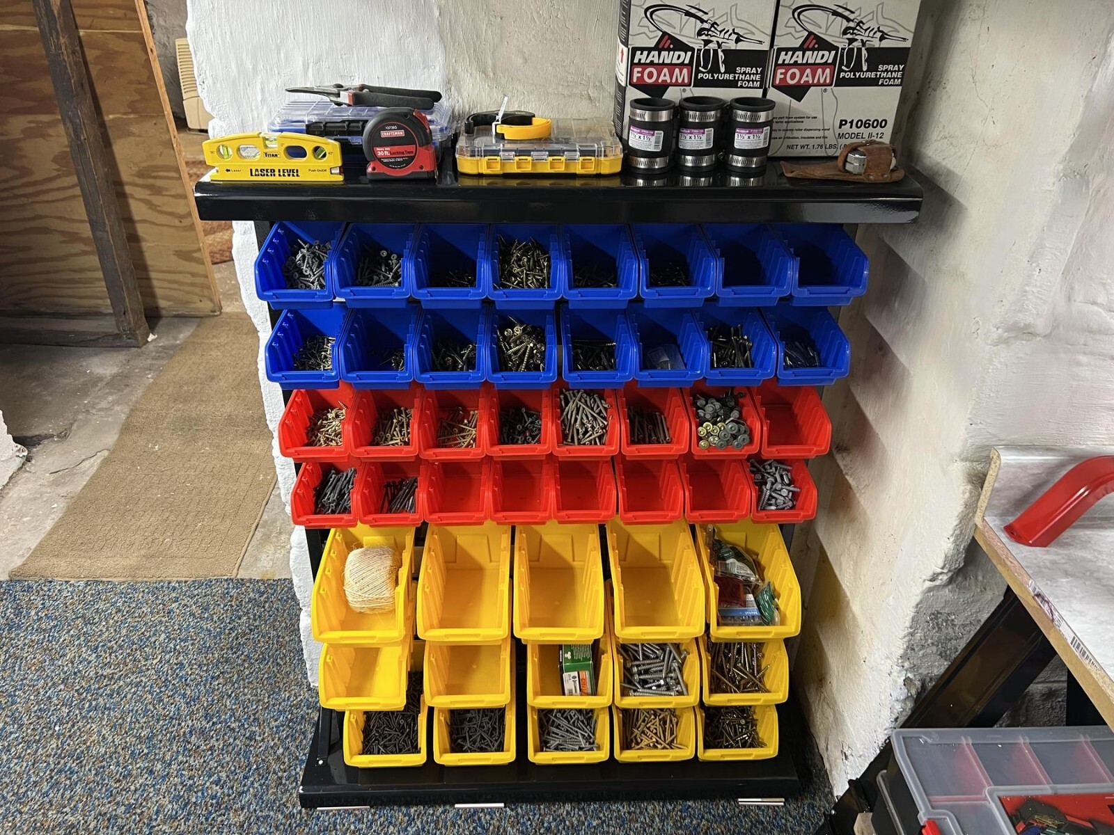 47 Bin Floor Mount Parts Rack 47 Bin Floor Mount Parts Rack