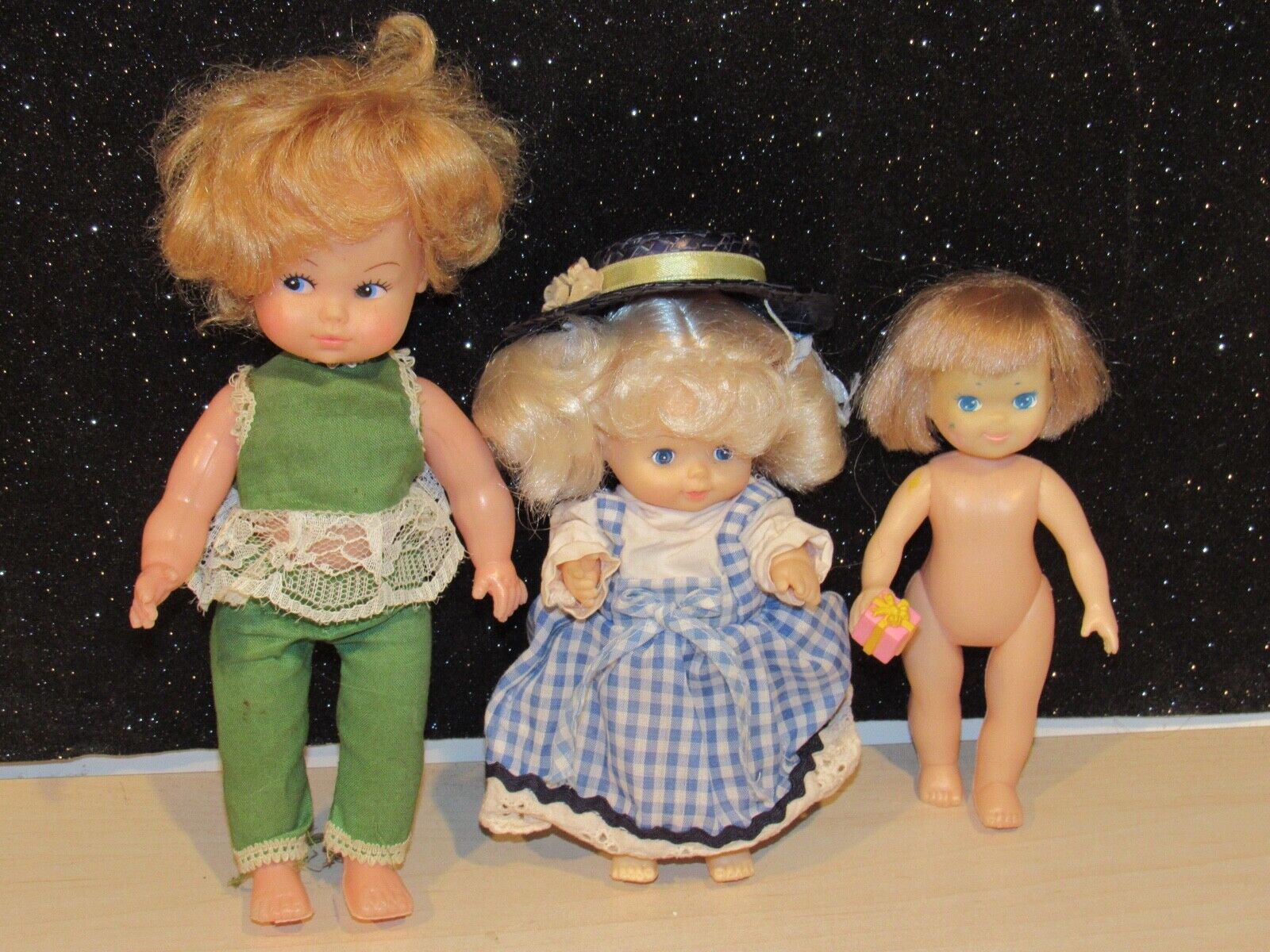 Lot Of 3 Vintage Small Dolls w/one Marked Hong Kong 6 Lot Of 3 Vintage Small Dolls w/one Marked Hong Kong 6