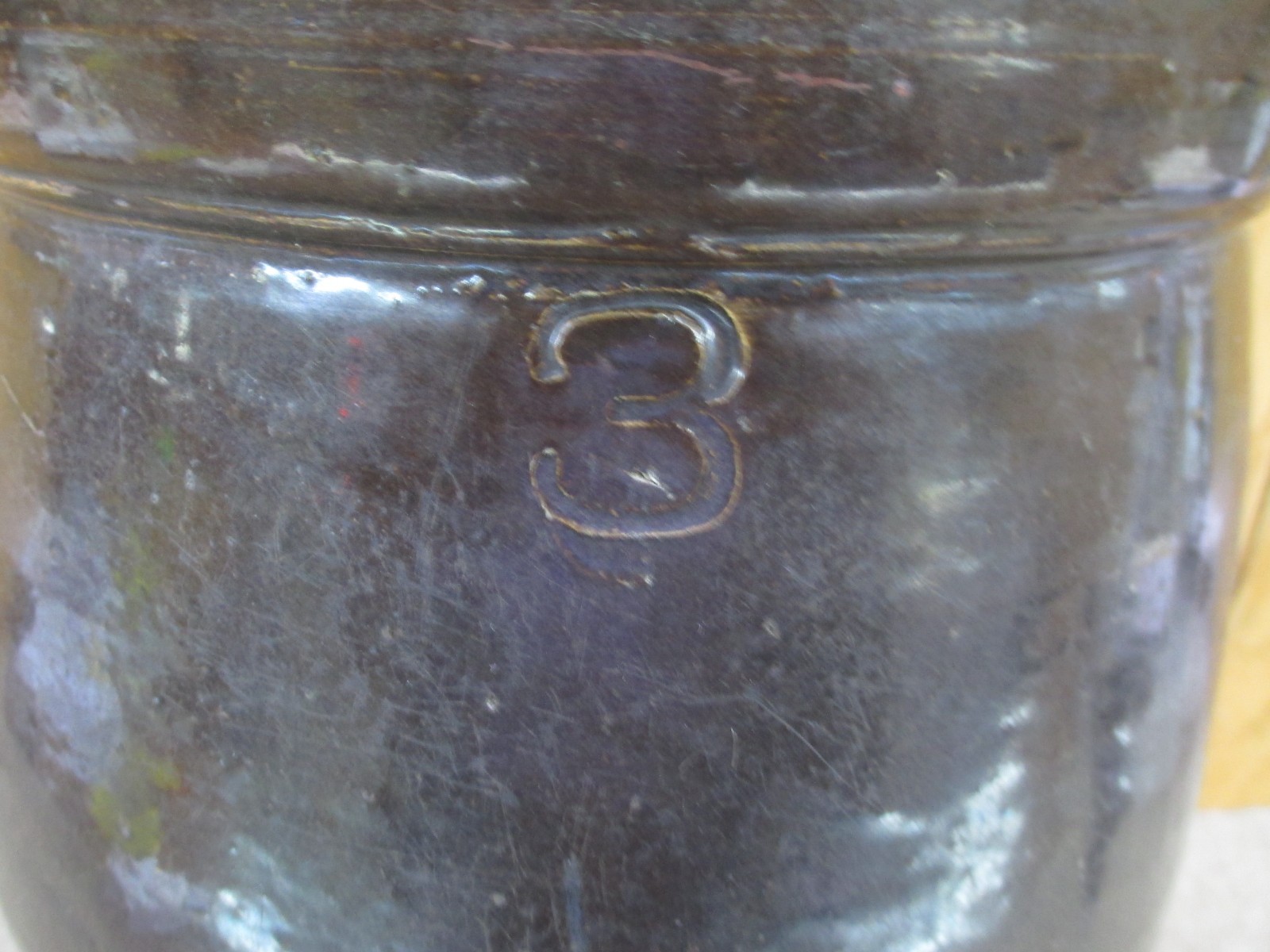 Antique 3 Gallon STONEWARE CLAY BUTTER CHURN No Lid Good Condition