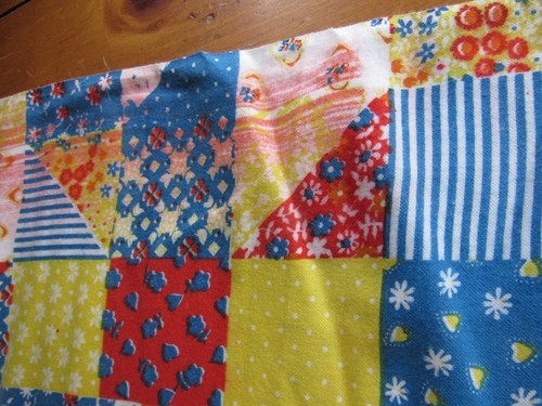 4.5 yds Vintage 70s Boho Hippie Cheater Patchwork Soft Cotton FLANNEL Fabric NOS