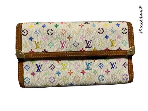 S/S 2003 Louis Vuitton x Takashi Murakami Multicolor Wallet Pin/white