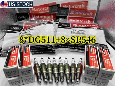 8pcs OEM Genuine DG511 Ignition Coil & Spark Plug SP546 For F150 Ford Lincoln US