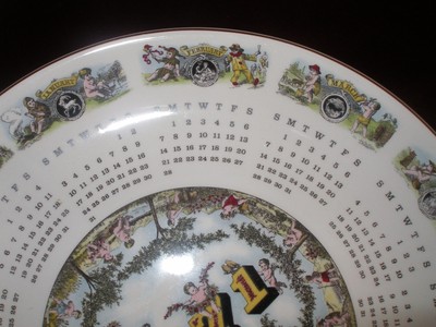 Vintage 1971 Wedgwood Queensware Zodiac Cupids Porcelain 10” Calendar Plate