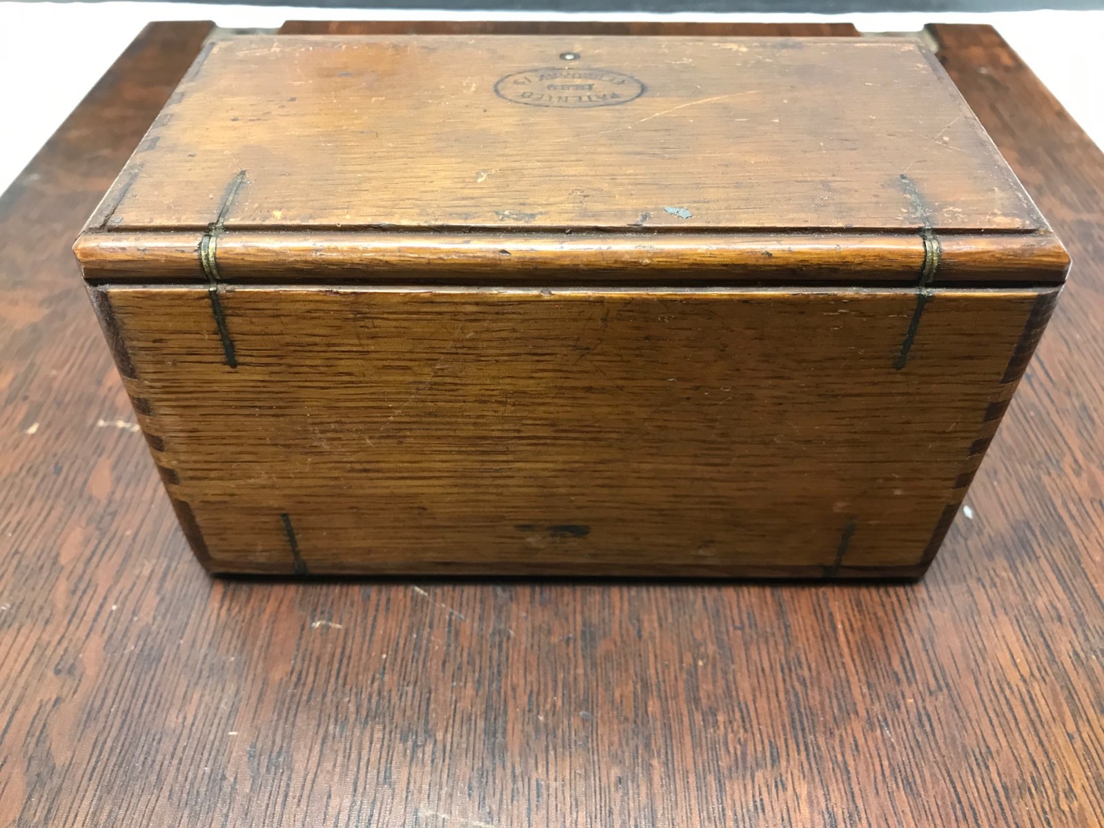 Antique Singer  Sewing  Machine Oak Puzzle Box With Accessories