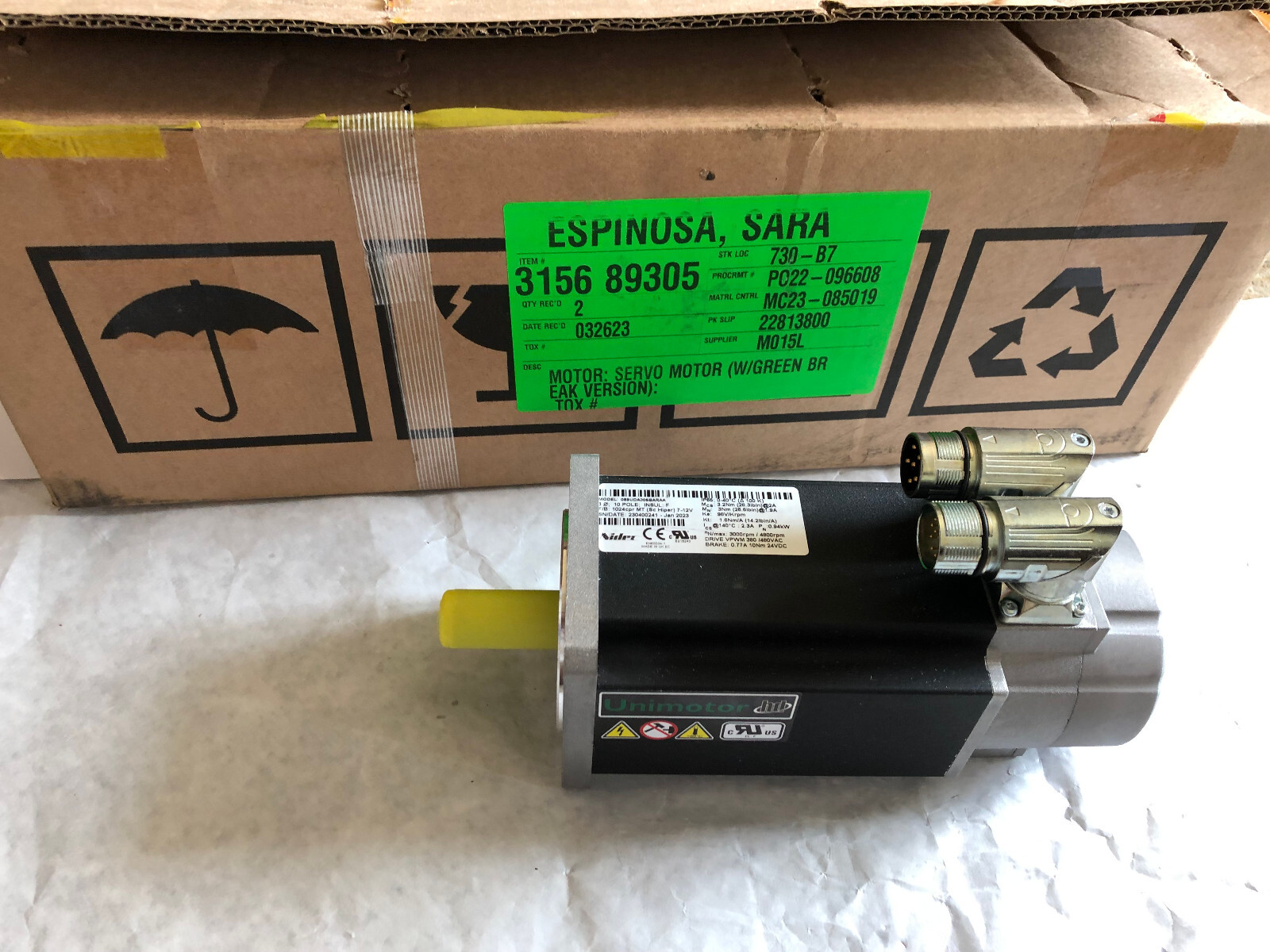 NEW NIDEC 089UDA306BARAA UNIMOTOR AC SERVO MOTOR. 3000RPM NEW NIDEC 089UDA306BARAA UNIMOTOR AC SERVO MOTOR. 3000RPM