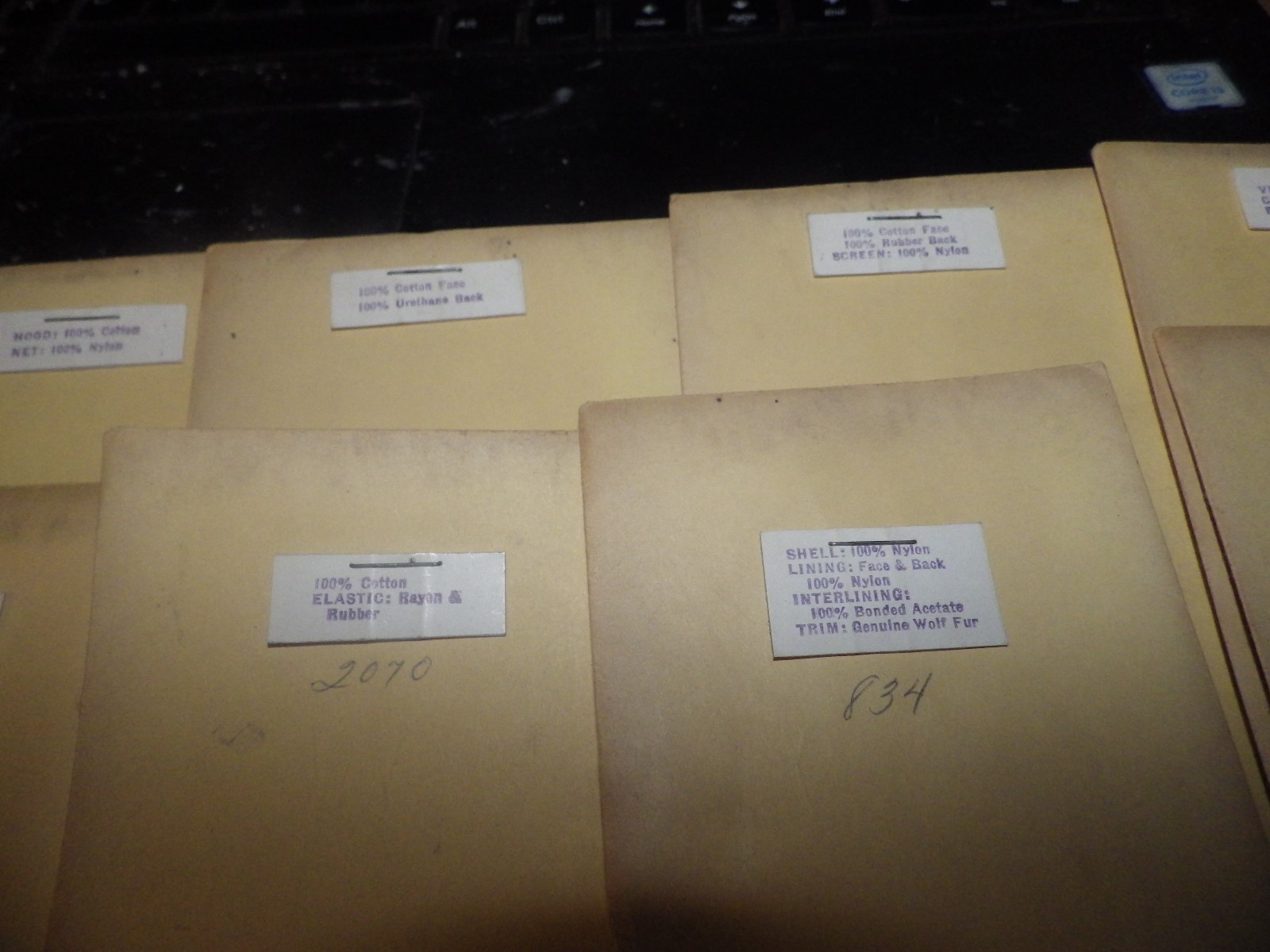 AVERY soabar vintage Fabric CLOTHING label machine PRINT BLOCK LABEL LOT OF 16