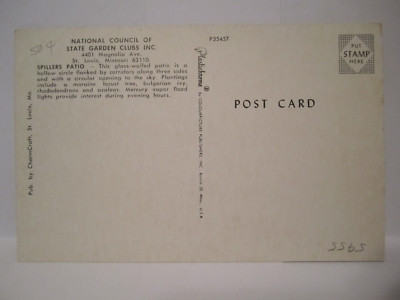 SPILLERS PATIO POSTCARD NATIONAL COUNCIL GARDEN CLUB ST LOUIS MO MISSOURI 1950s