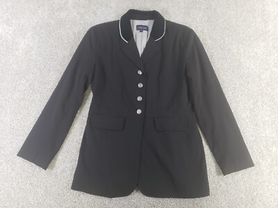 Eous Equestrian Show Coat Womens 10 Black Polyester Blend Lined Button