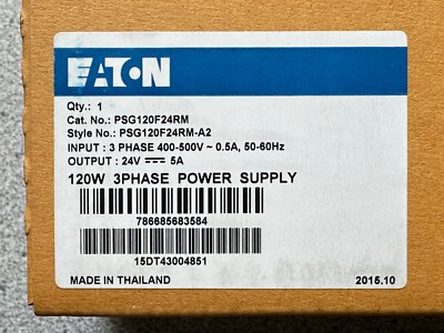 NEW Eaton PSG120F24RM 120W 3 Phase Power Supply 3 Ph 400-500V In, 24 VDC 5A Out