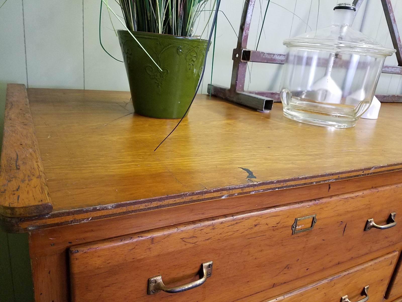 Large 11 Ft Antique Industrial Twenty Drawer Merchantile Cabinet