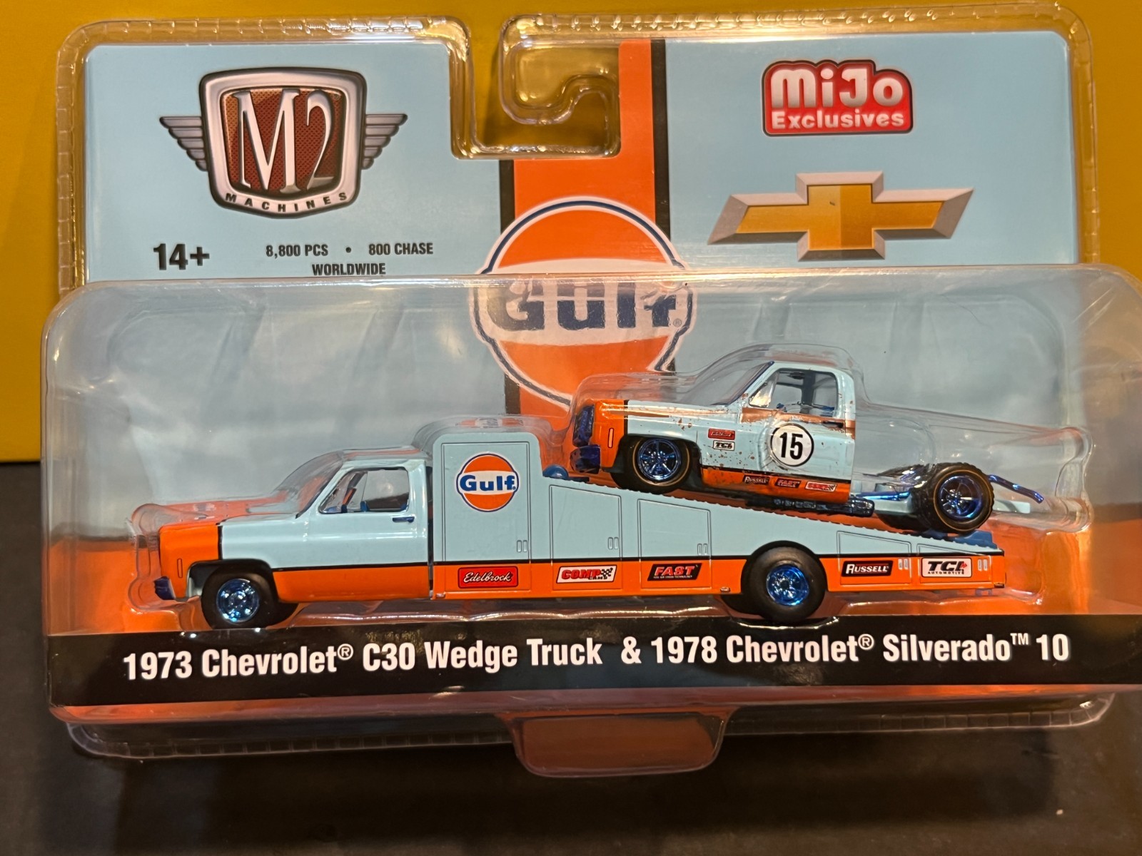 1/64 M2 CHASE CAR MIJO GULF OIL 1973 CHEVROLET C30 WEDGE