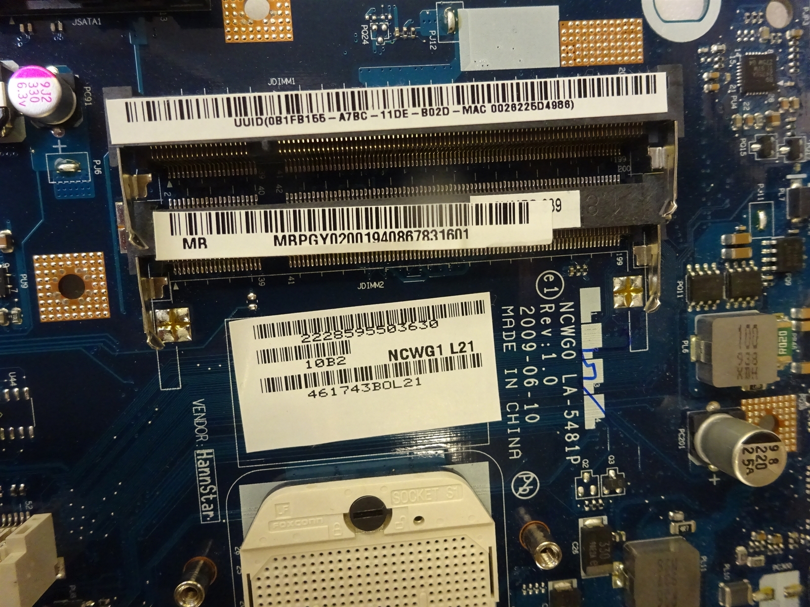 Acer Aspire 5532- BC3G1MN Laptop Motherboard Part MBPGY02001