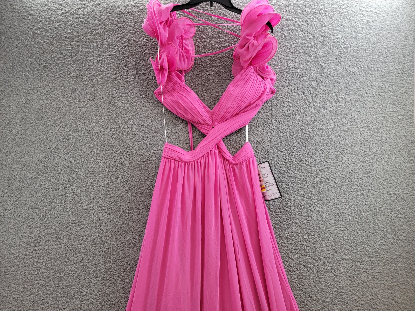 B. Darlin Ruffled Lace-Up-Back Gown Juniors 15/16 Bubblegum Sleeveless Back Zip - Picture 3 of 16