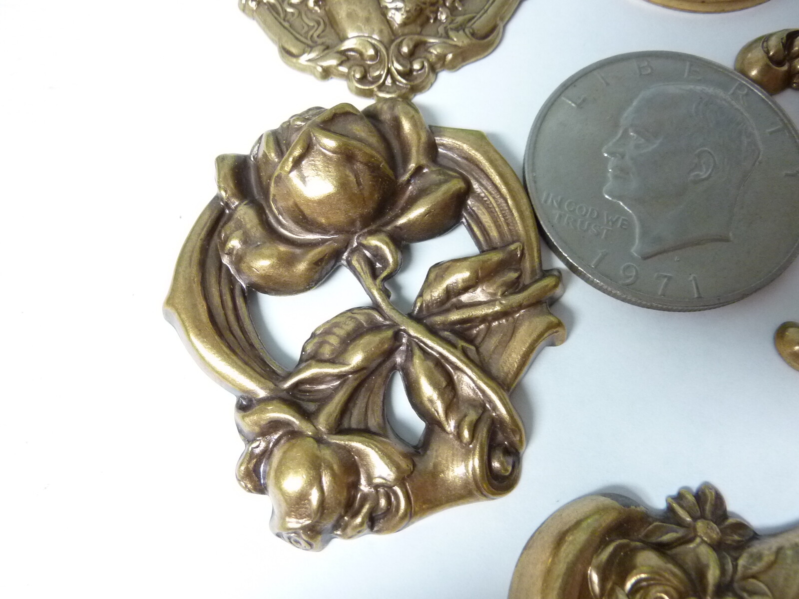 Victorian style brass stampings findings from the early 90s A16