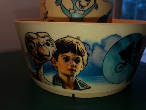 Vintage Lot Toys Plastic ET Smurf Hanna Barbera Bowl Cup Thermos