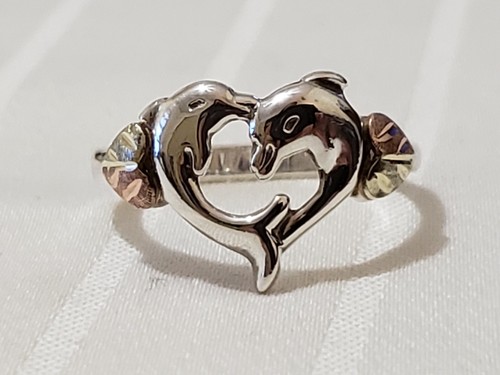 Black Hills Gold Dolphin Sterling Silver Ring 6.75 030219-070