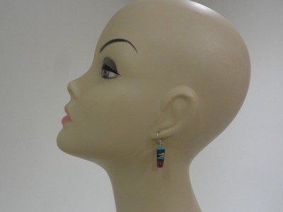 Sterling Silver Turquoise Opal Spiny Oyster Inlay Earrings Pendant Set Triangle