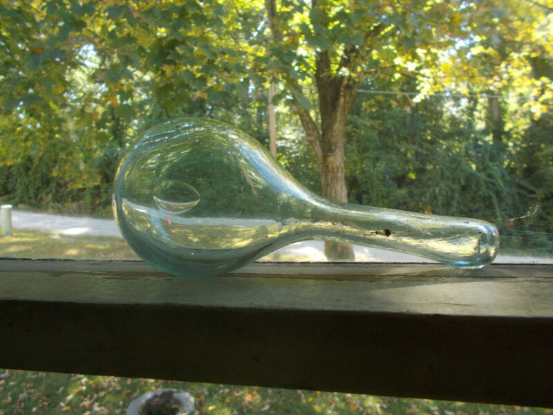 1800s FREE BLOWN GLASS SOCK DARNER NEW ENGLAND 1870s GLASSHOUSE WHIMSEY