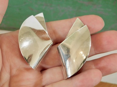 Vintage Georg Jensen Sterling Silver Clip Earrings #200 Modernist Overgaard