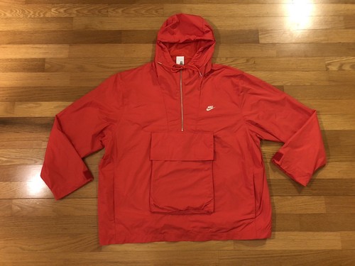 New L Nike Sportswear 1/4 Zip Anorak Red Jacket Lined Circa New L Nike Sportswear 1/4 Zip Anorak Red Jacket Lined Circa