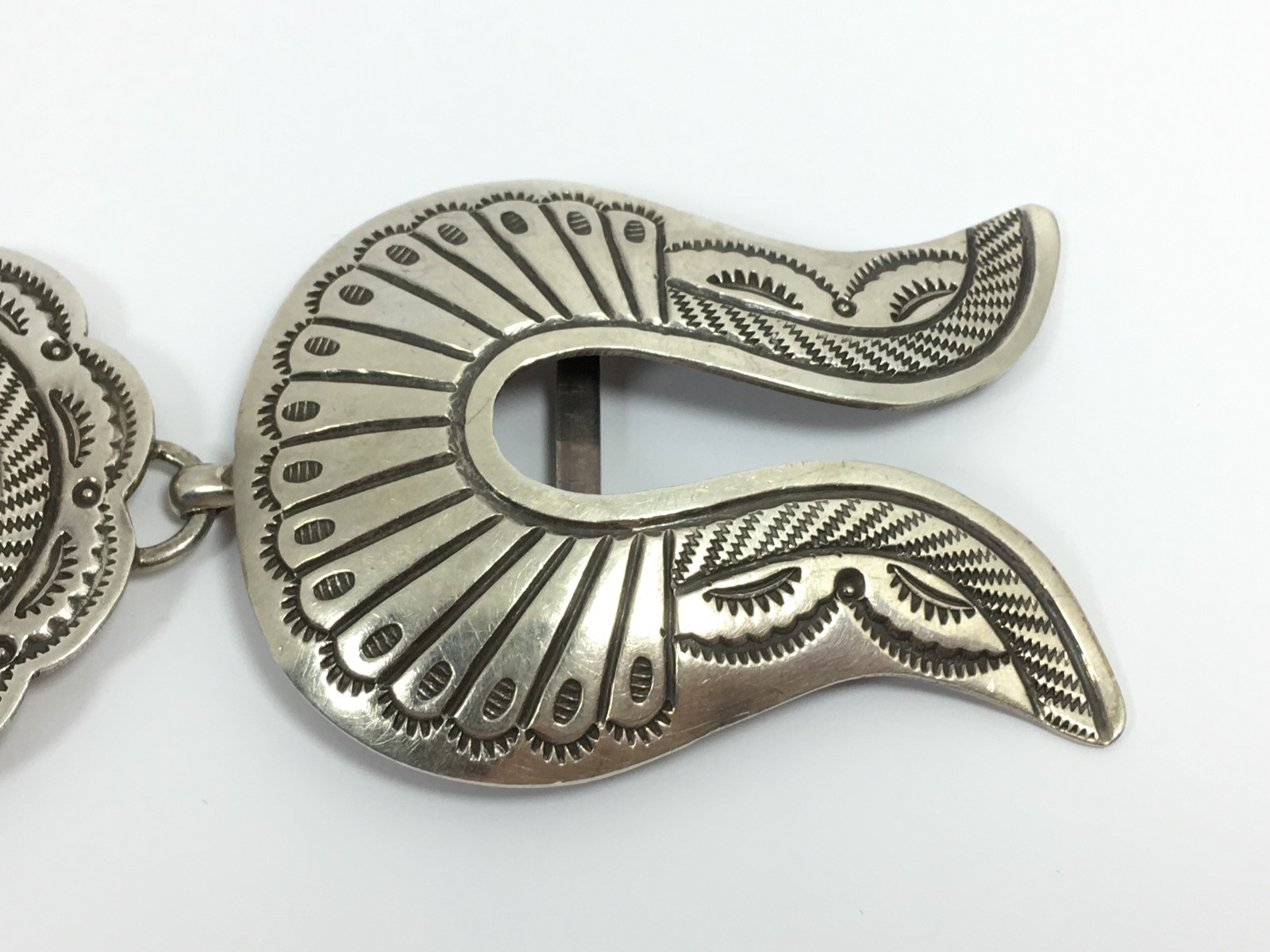 Navajo Sterling Silver Belt Buckle Red Mountain Turquoise Cabochon Vntg 1618MLX