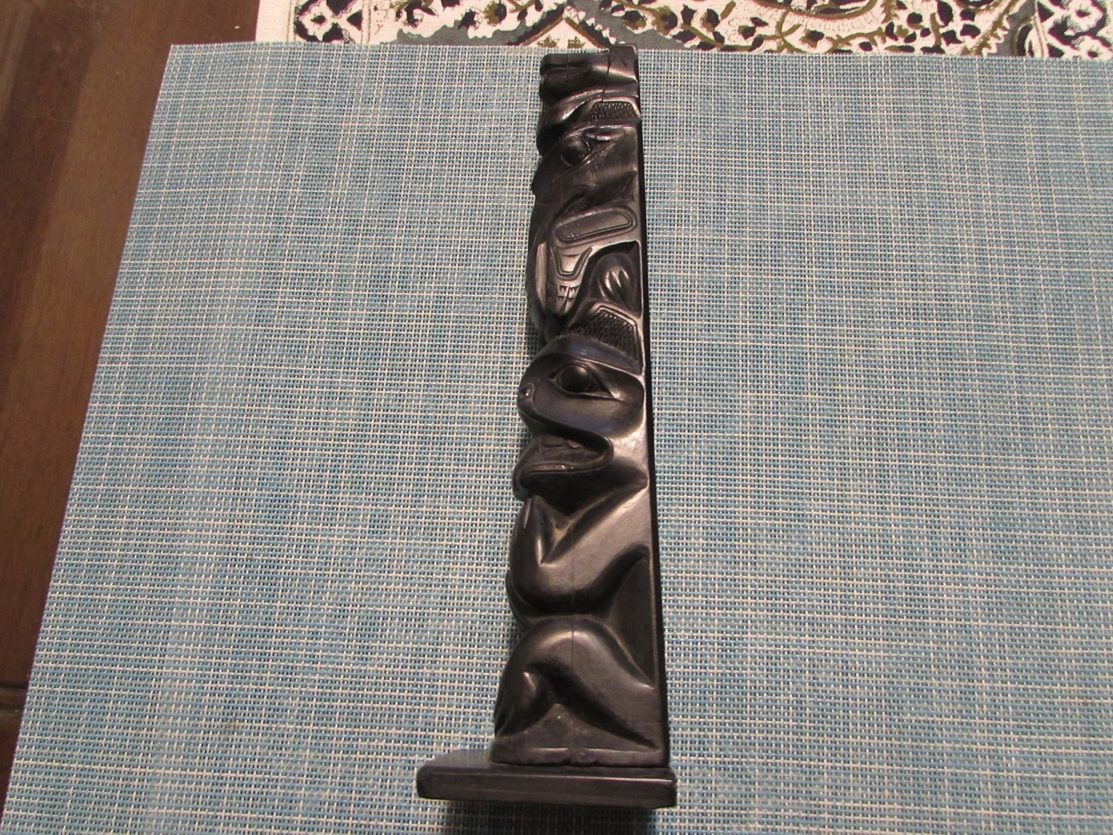 OLD Haida argillite LARGE totem pole carving