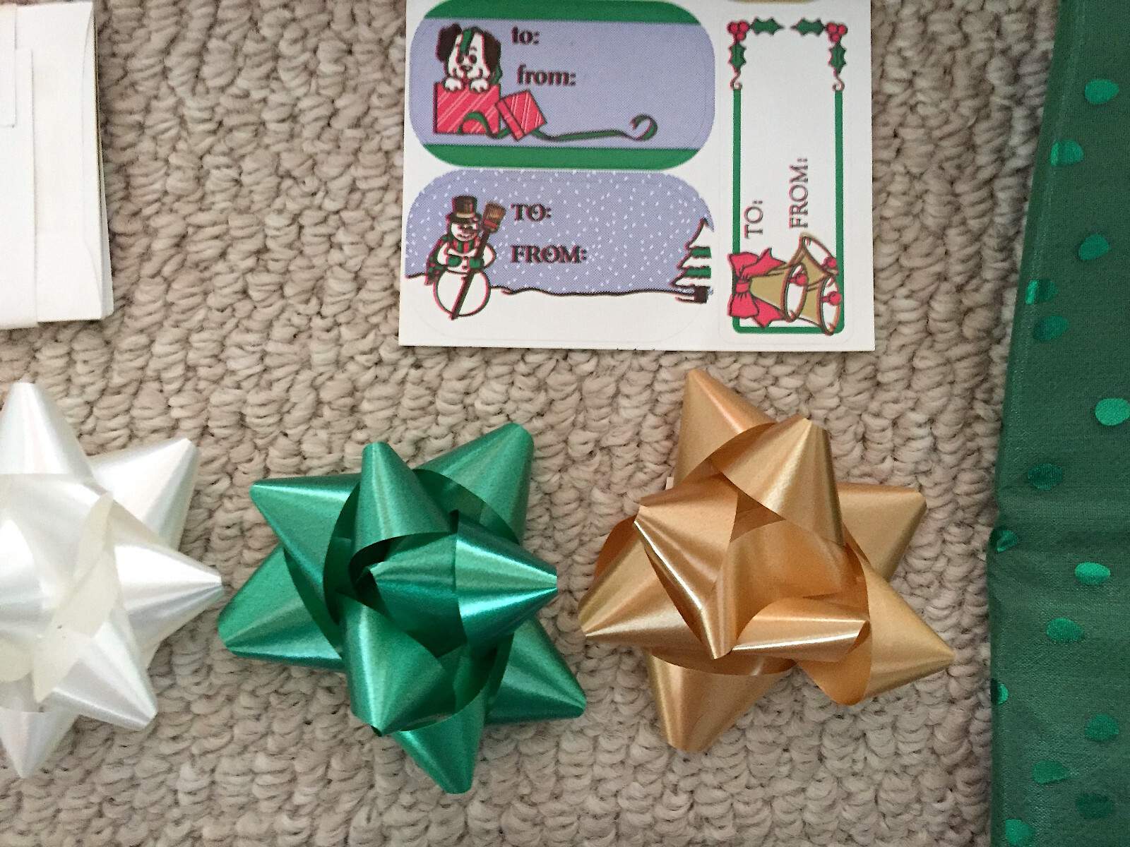 Gifts Christmas Bows 34, Gift Bags Wraps 3, Notes Envelopes, Ribbons 20 Feet Lot