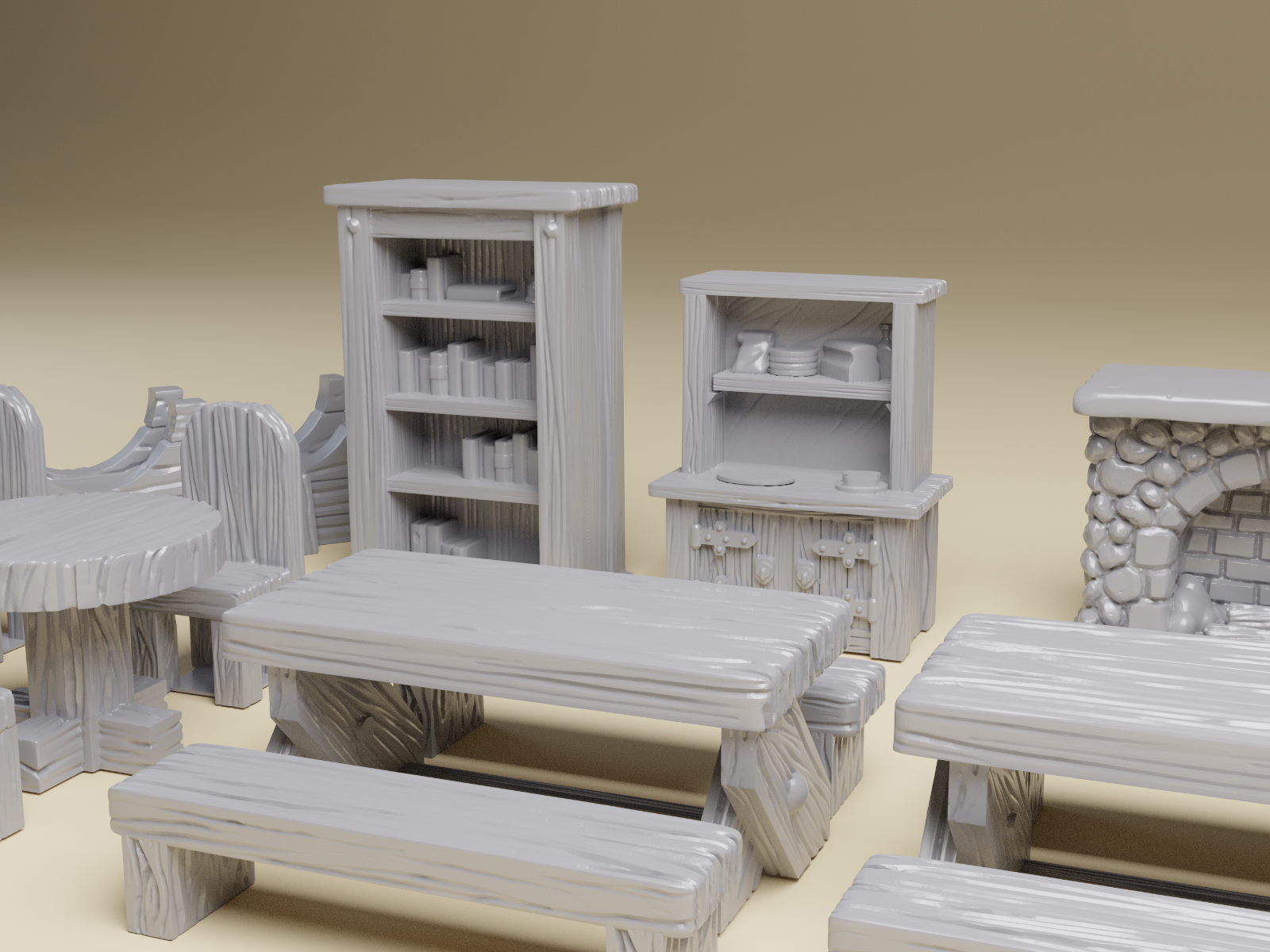Pub Furniture - 28mm or 32mm Tavern Terrain for D&D and RPGs - Tabletop Scatter