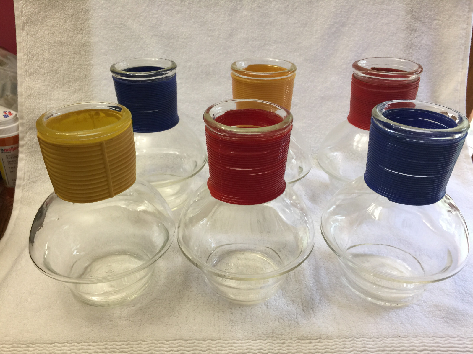 Qty 6 Vintage McKee Glasbake Insulated HOTTLE Bottle Carafe Glasses