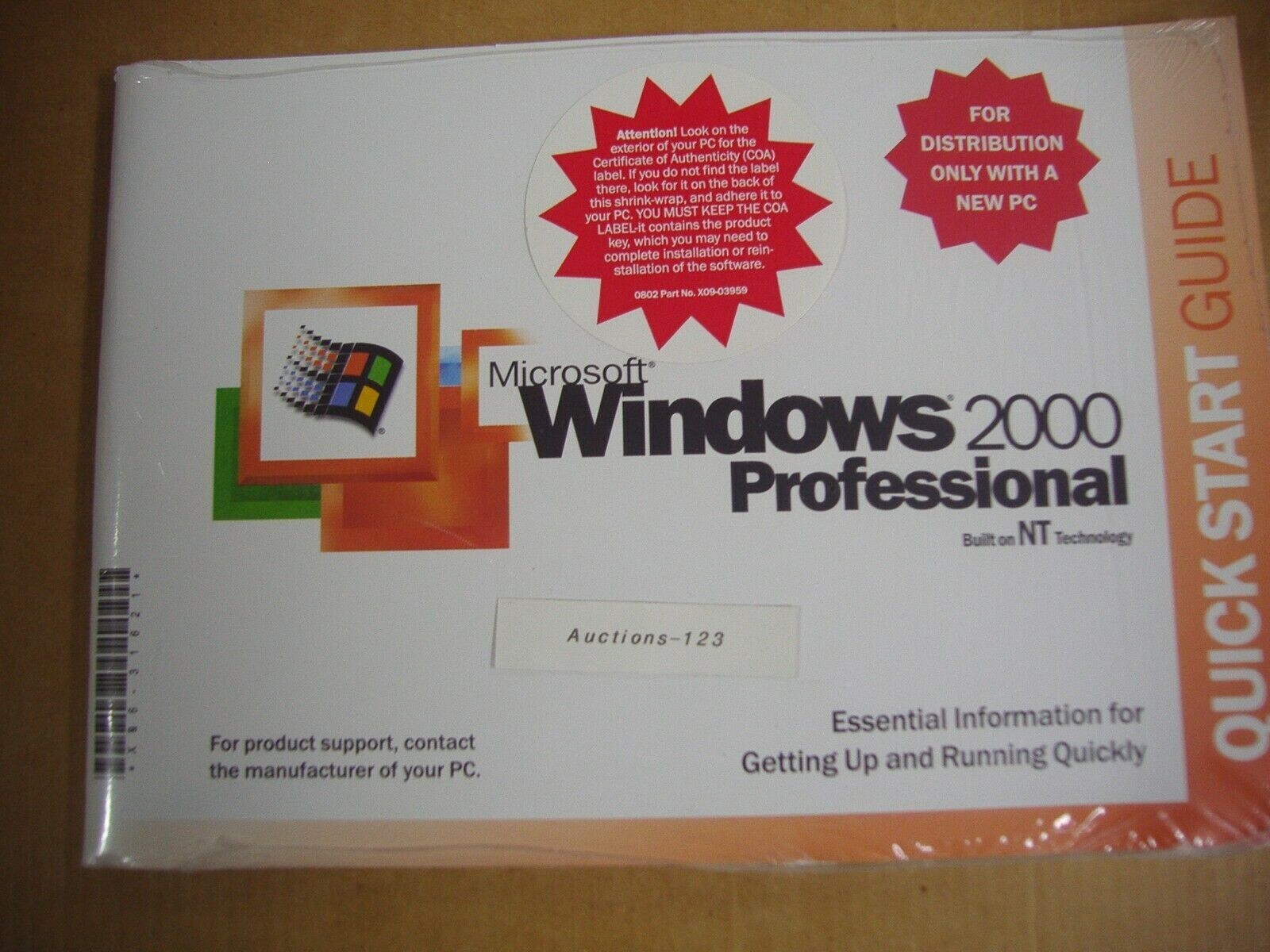 MICROSOFT WINDOWS 2000 PROFESSIONAL FULL OPERATING SYSTEM w/SP3 MS WIN PRO=NEW=