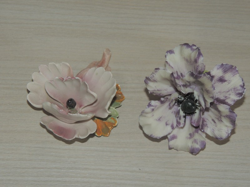 2 Anciens Fleurs En Porcelaine Capodimonte