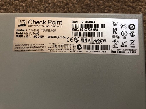CheckPoint 4600 T-160 Next-Gen Firewall Network Security Appliance