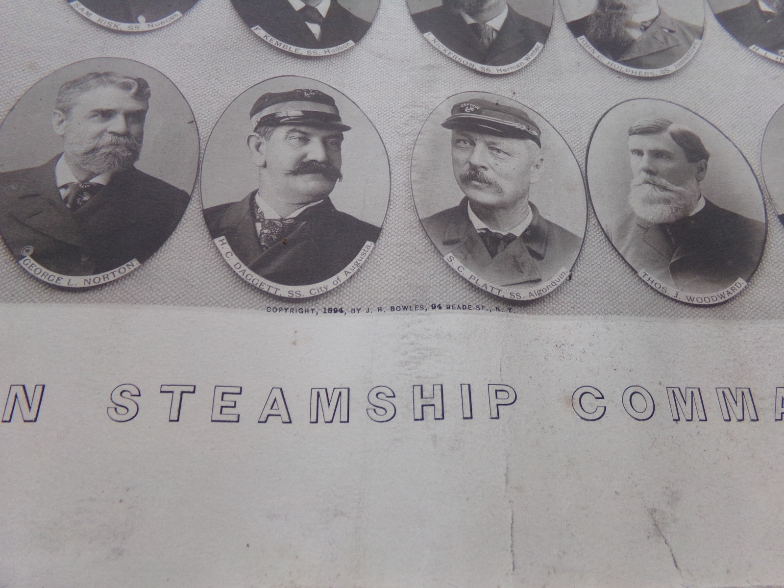 Super rare, 1894 American Steamship Commanders picture. Estate find.