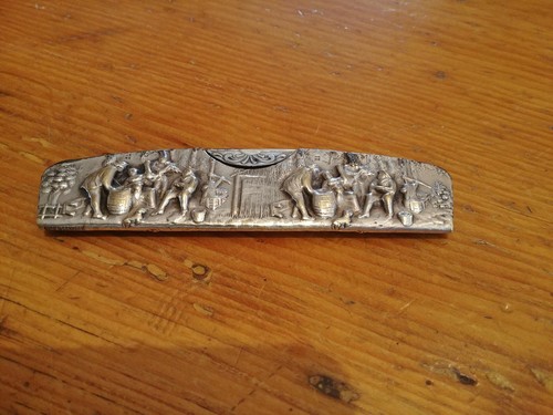 Antique VINTAGE Silver Plated marked Denmark Embossed Pattern Hair comb Case