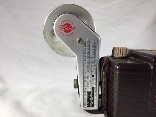 Vintage Kodak Brownie Holiday Flash Film Camera + Kadalite Midget Flash Holder