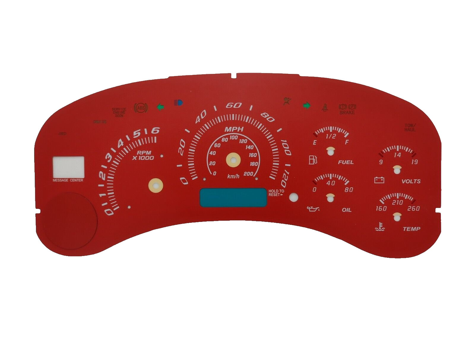 Escalade Style Red Gauge Face 99-02 Escalade Yukon Instrument Clusters 120 MPH