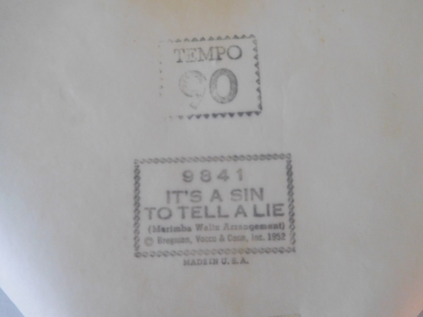 IT'S A SIN TO TELL A LIE - QRS Player Piano Word Roll 9841 - NO DAMAGE-P/B Scot