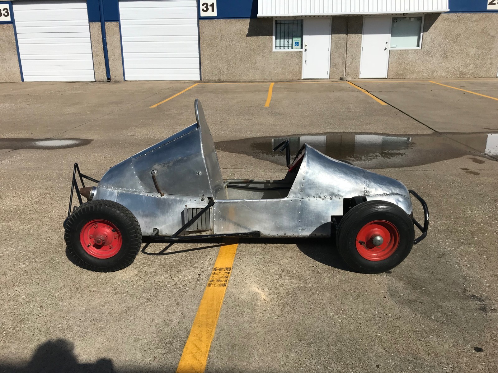 Vintage Aluminum Body Go Kart 1950 1960  Hand Made Folk Art McCulloch Racing